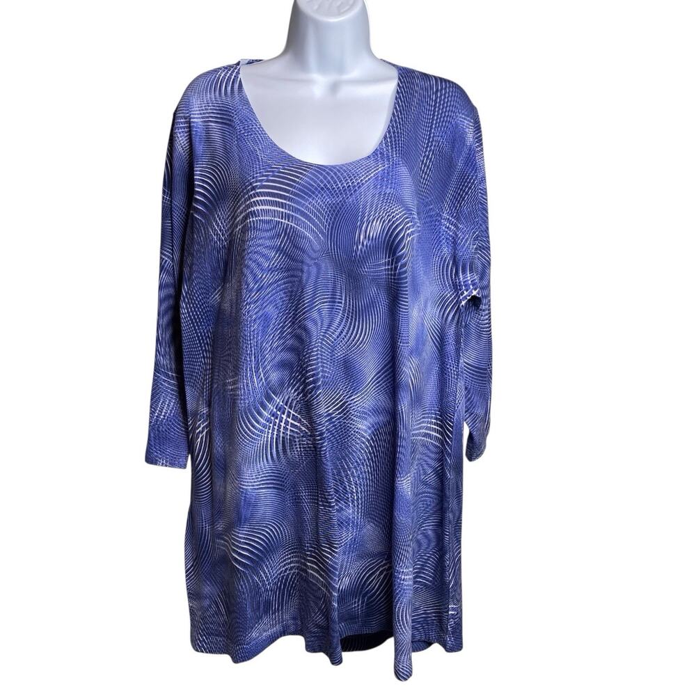 Nally‎ & Millie Women's Modern Geometric Print Tunic Top Size 1X Flowy Lagenlook
